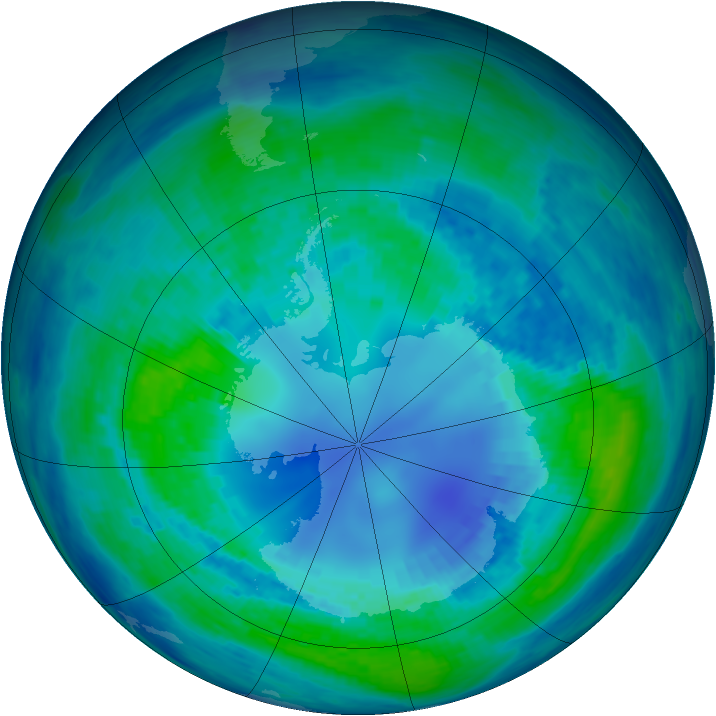 Antarctic ozone map for 16 April 1994